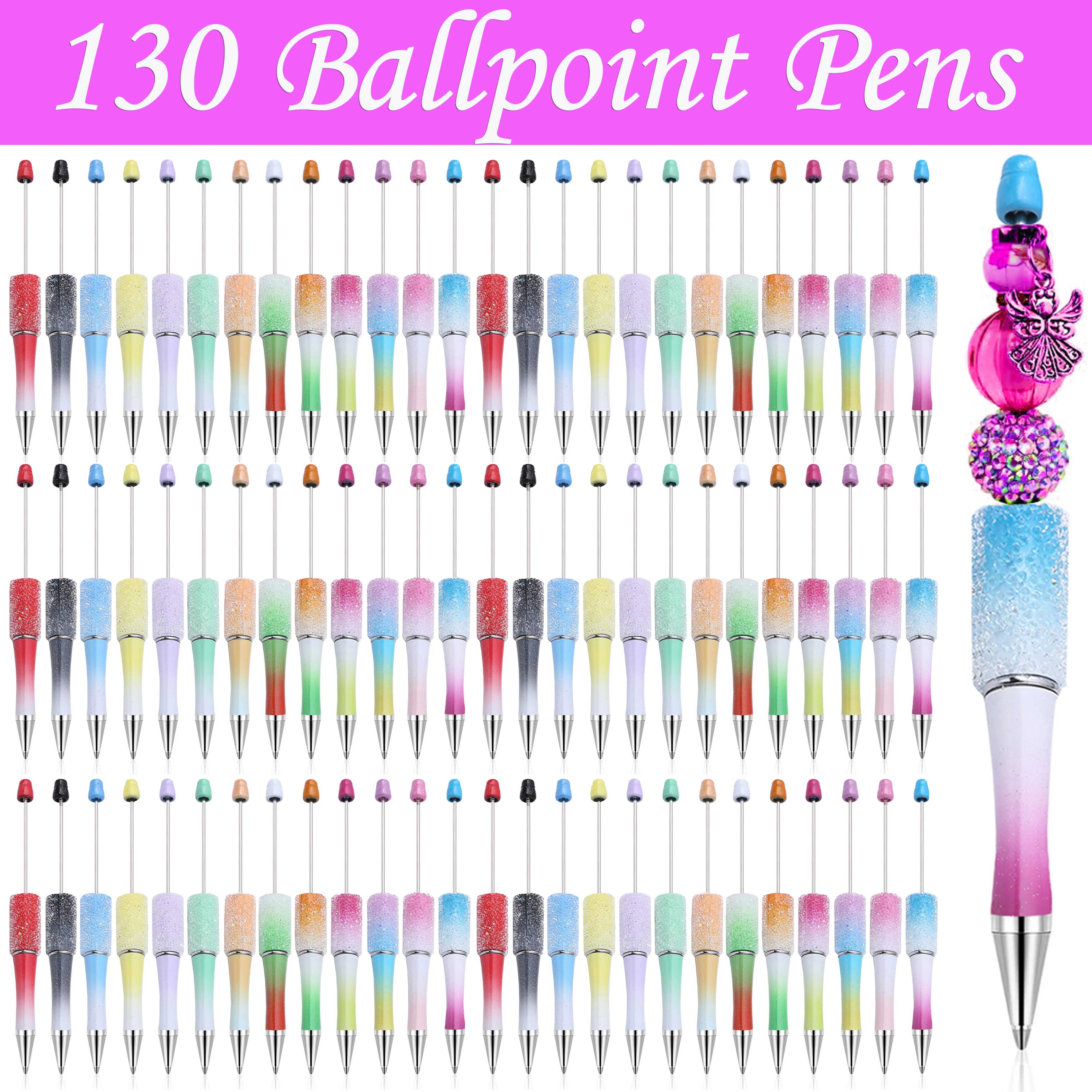 

130Pcs Wholesale Full Star Beaded Pen Creative DIY Handmade Sticker Set Diamond Beaded Ballpoint Pens