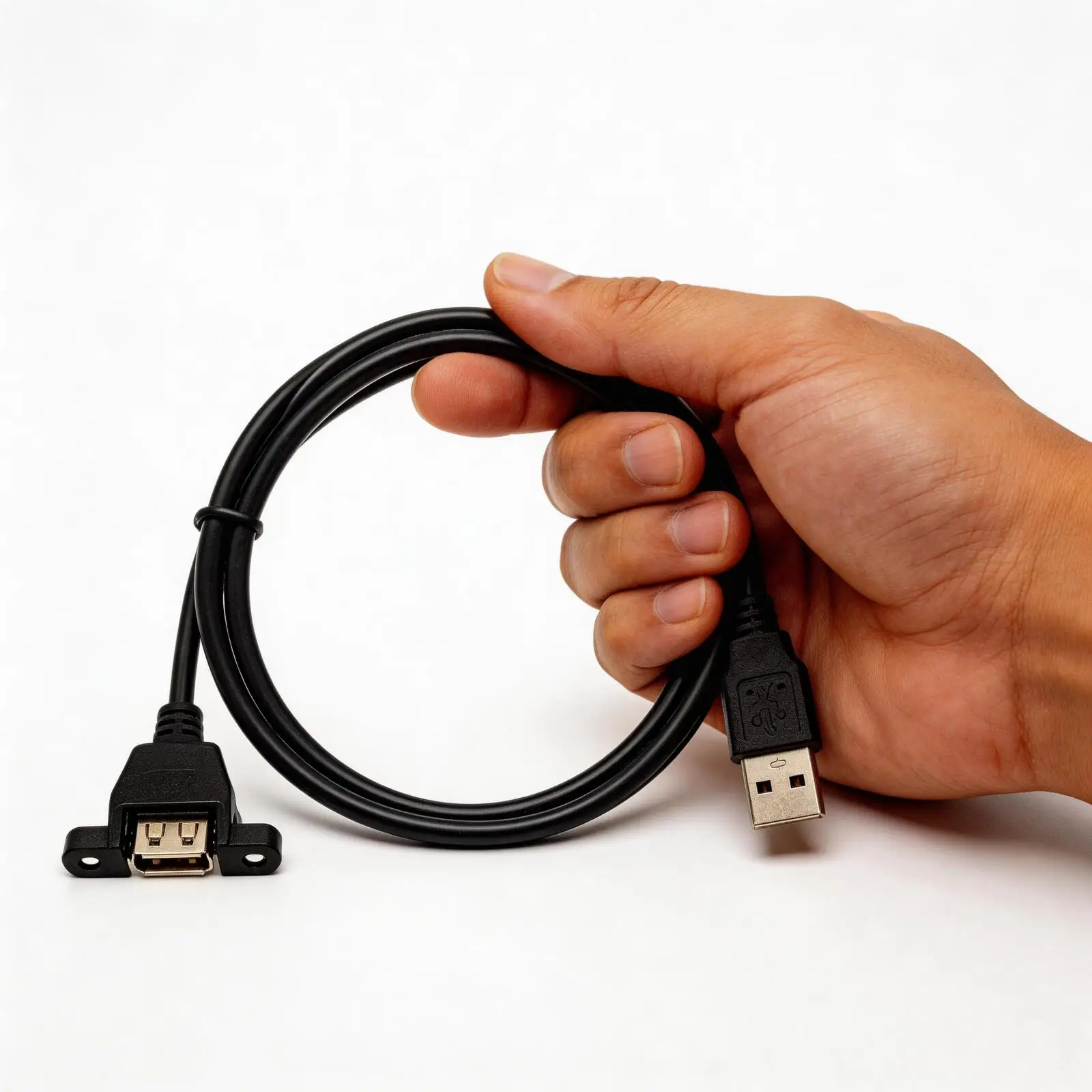 10pcs Extension With Ear Screw Hole USB 2.0 A Male to Female Socket panel Mount with Screws Cable cord 30cm 50cm 100cm 150cm