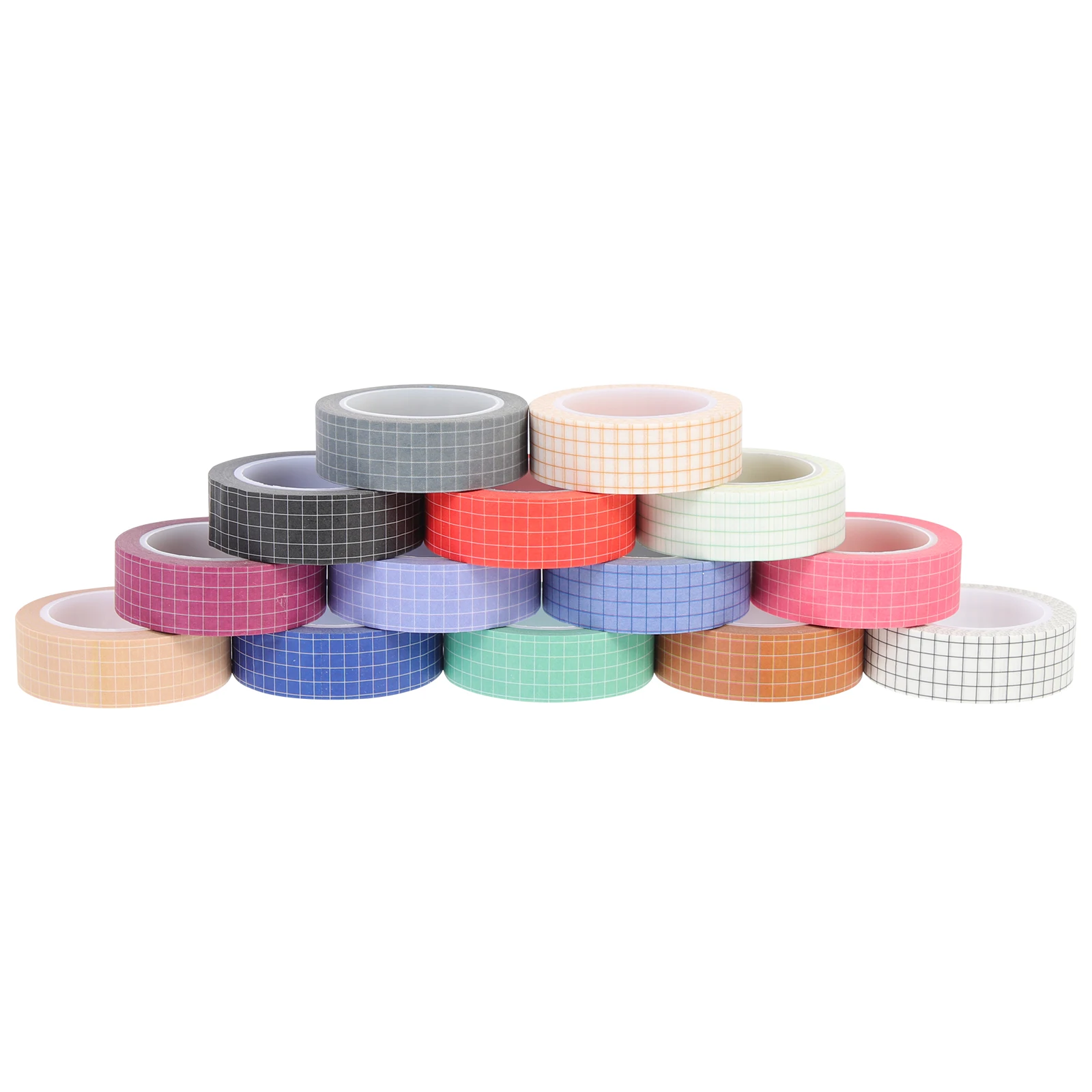 14 Rolls Washi Tape DIY Decorative Paper Scrapbook Crafts Self Adhesive Grid Patterns Various Colors Smooth Surface Handbook