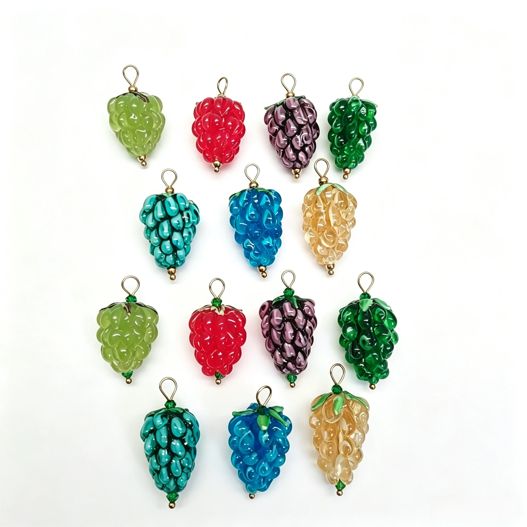 Grape Fruit Lampwork Glass Multicolor Charms Handmade Dried Pendants DIY Making Necklace Earrings Jewelry Making Accessories