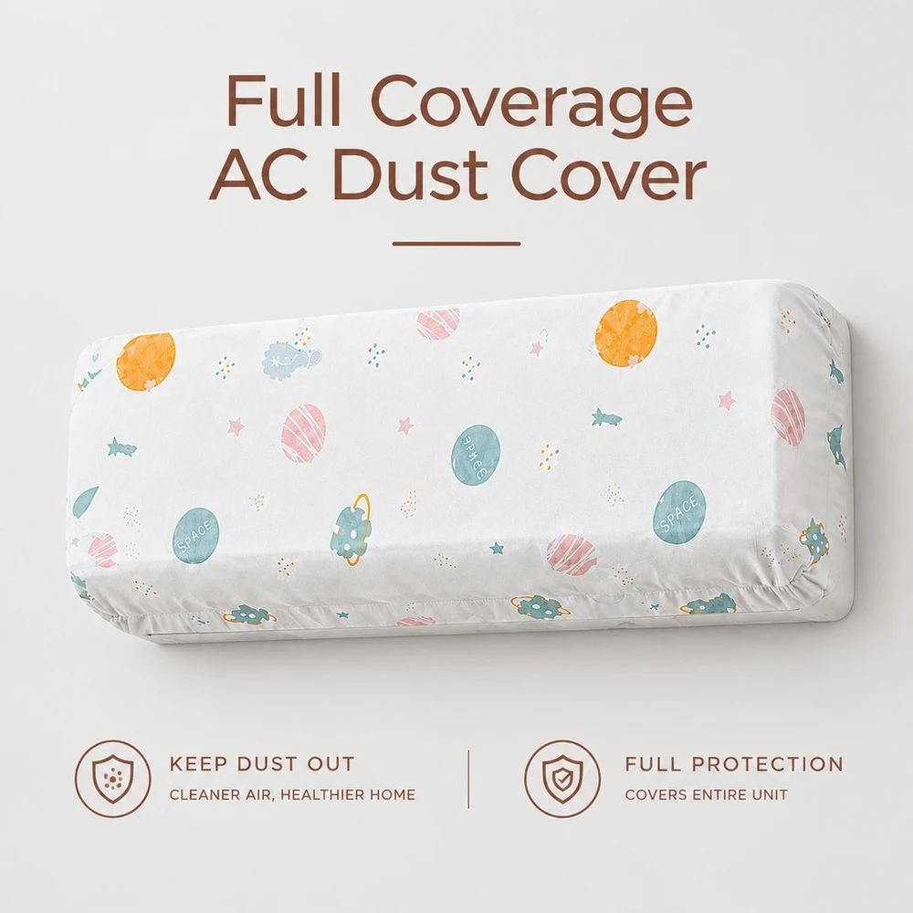 Protective Fabric Cover for Wall Mounted Air Conditioners Dustproof Case with Random Print 90cm x 140cm Size