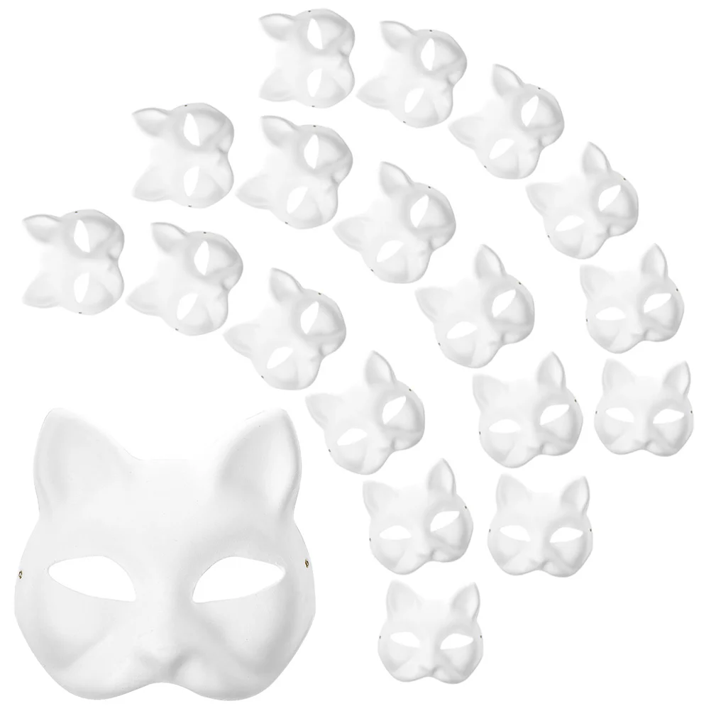 

30 Pcs Hand Painted Mask Masquerade Costume Cosplay Accessory DIY Blank Masks Halloween Cat Unpainted Prom