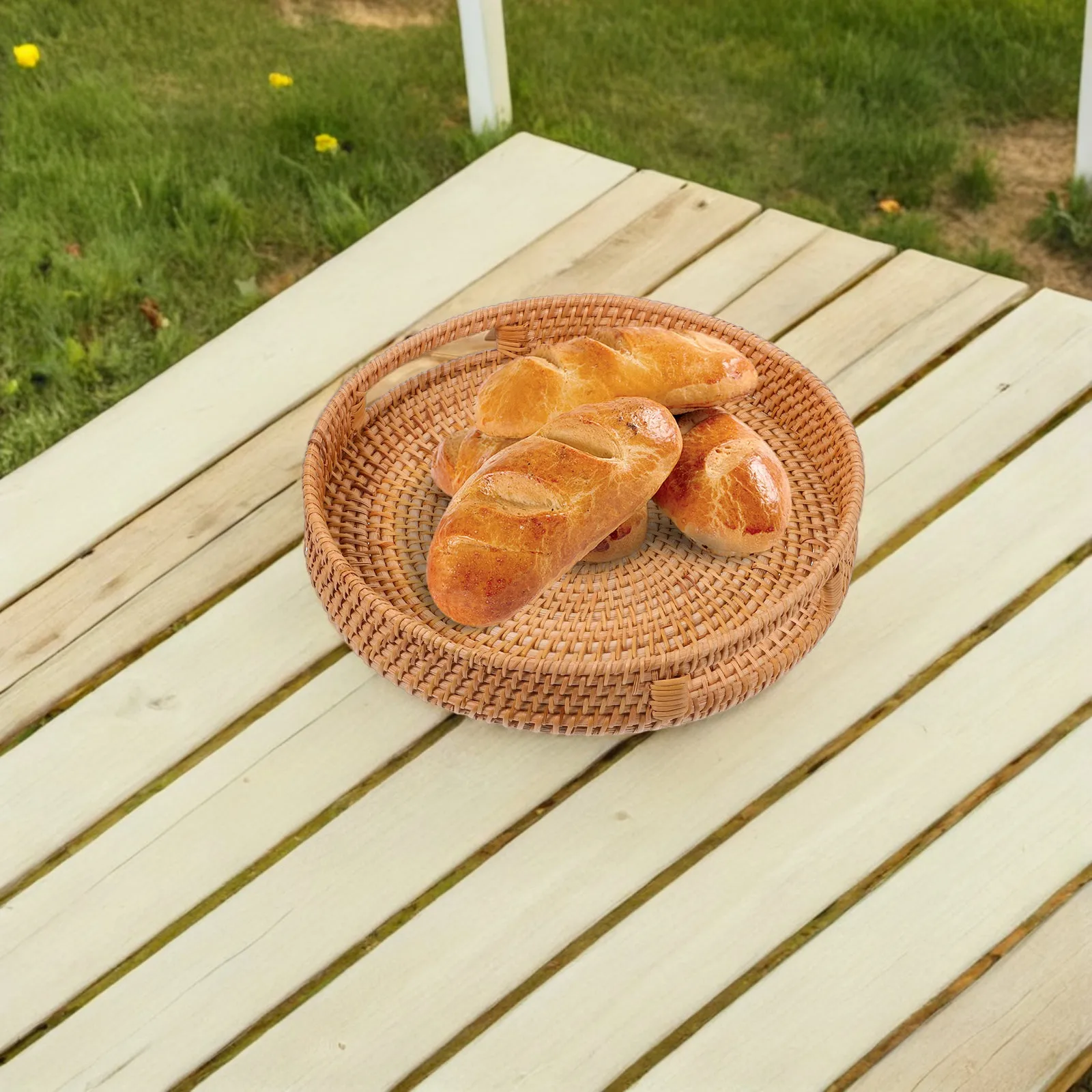 Nampan Rotan Bulat 14-Inci, Ke - Rattan Tray Handle ulasan dan harga
