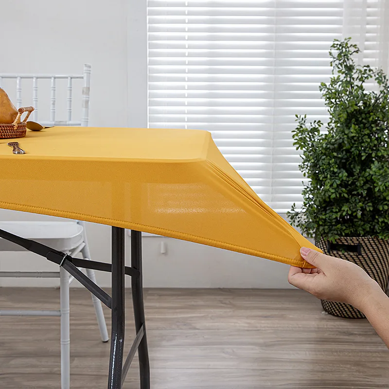 Rechteckige Tischdecke, taillierte obere Abdeckung, Polyester-Spandex, elastisch, lange Tische, passend für 6-Fuß-Klapptische, leicht zu waschen – Detail 20