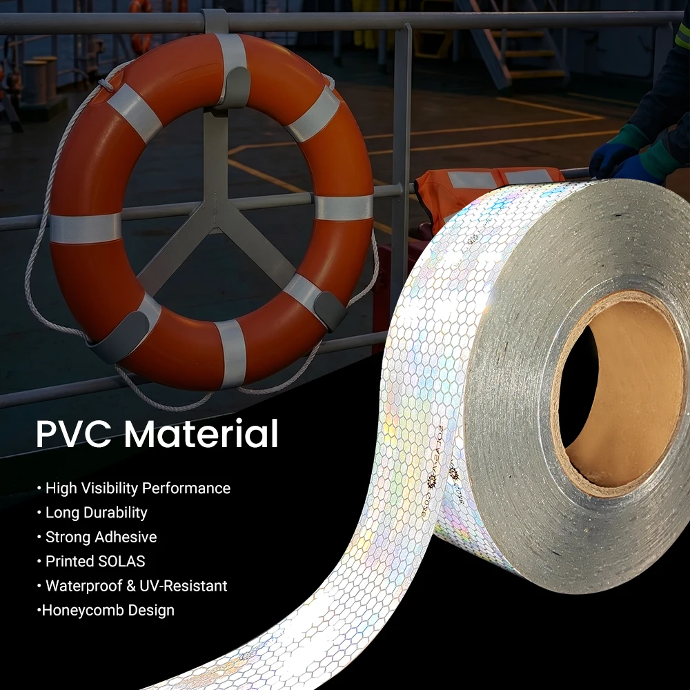 VOOFENG UV Aluminized Soft Prismatic Marine Reflective Tape Printing SOLAS Reinforced Glue Marking for Life Buoy RS-2850N-SOLAS