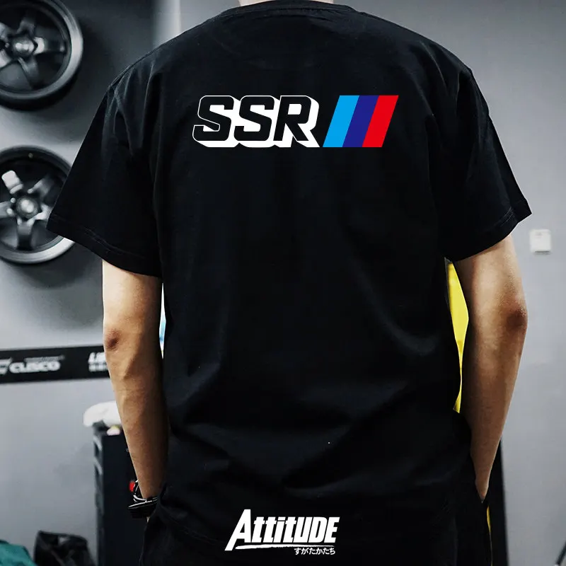 2026 Japanese JDM modified car wheels, SSR heavy-duty pure cotton family short sleeved T-shirt, comfortable and breathable ins