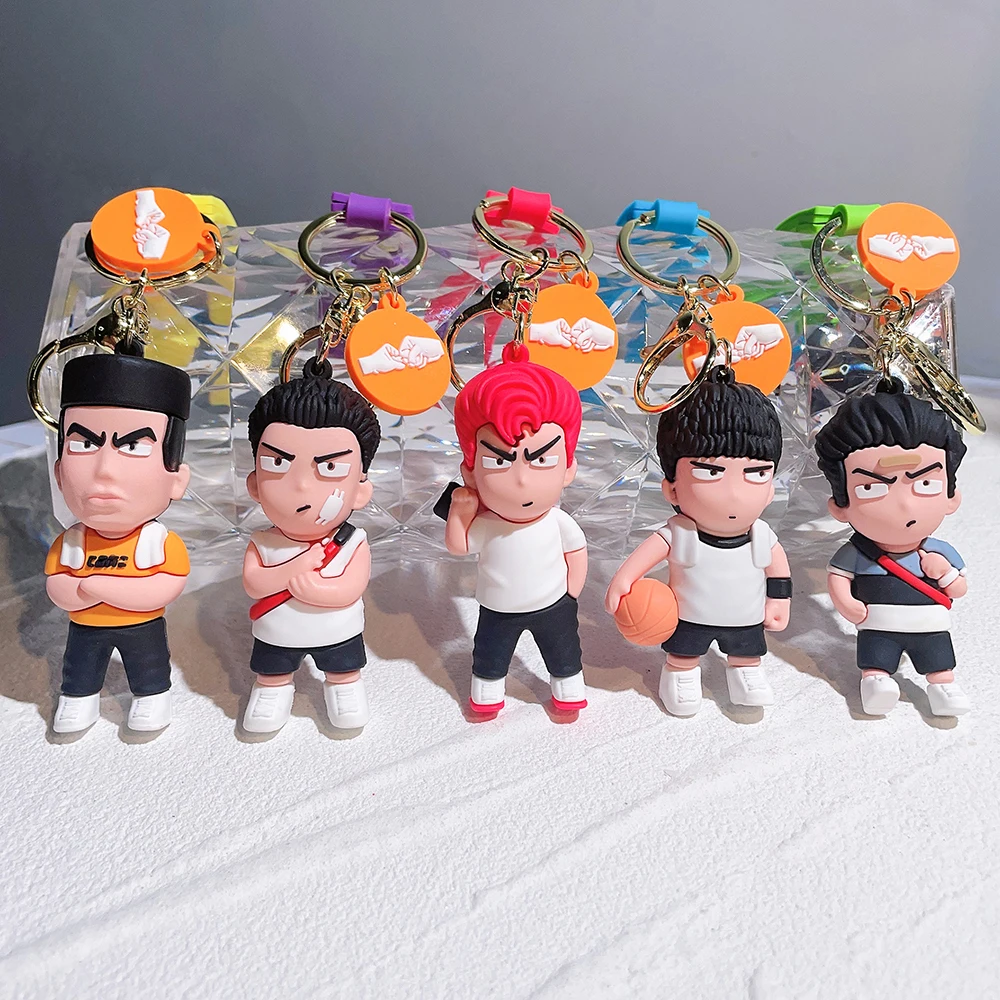 Japanese Anime SLAM DUNK Keychain Sakuragi Hanamichi Rukawa Kaede Hisashi Mitsui Action Figure Bag Pendant Key Chain Model Toys