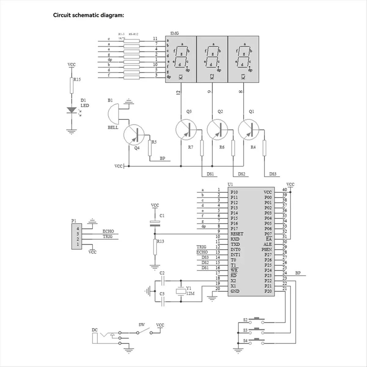 ABAN Ultrasonic Ranging Alarm Kits LED Display Design of Reverse Alarm DIY Kit Ultrasonic Sensor Module for Solder Practicing