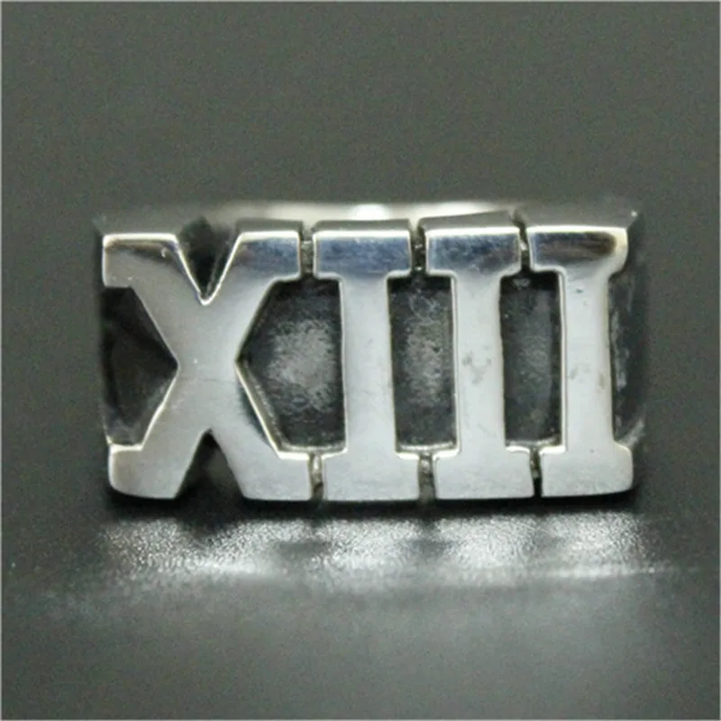 Number 13 Ring Stainless Steel Jewelry Punk Biker Letters XIII Ring