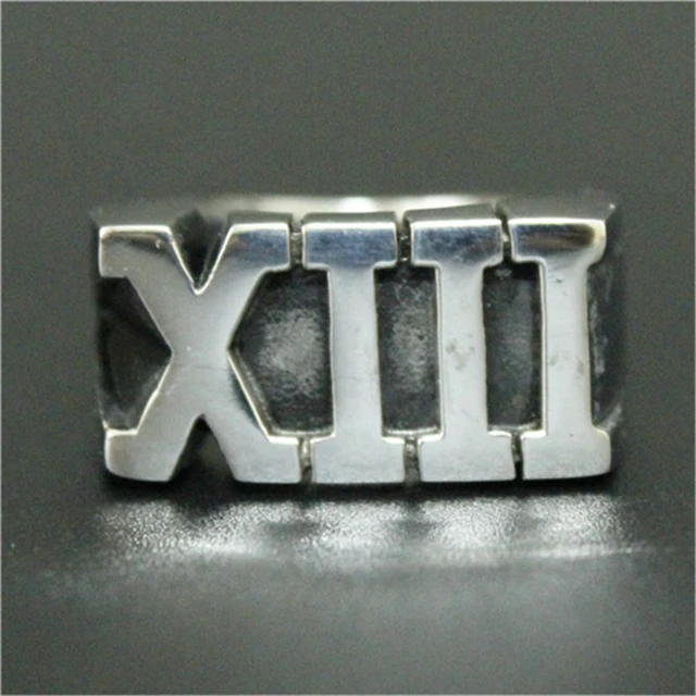 Number 13 Ring Stainless Steel Jewelry Punk Biker Letters XIII Ring -  AliExpress