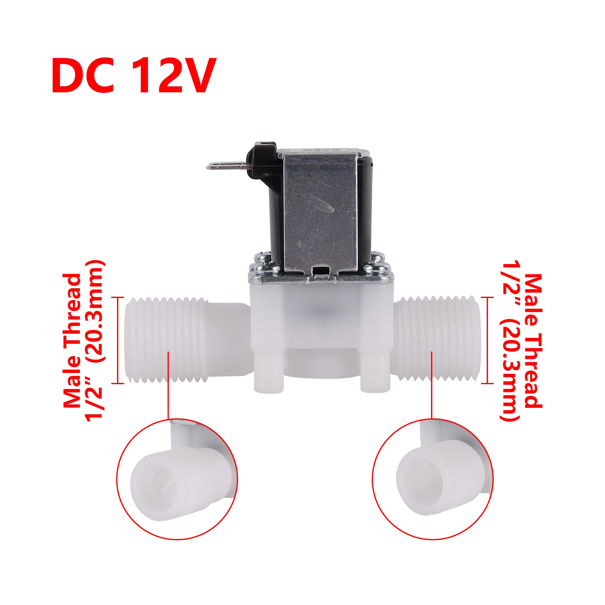 Detalhe 4 de Válvula solenoide DC 12V AC 220V Normally Closed Electric Inlet Solenoid Valve 1/2\ Pneumática