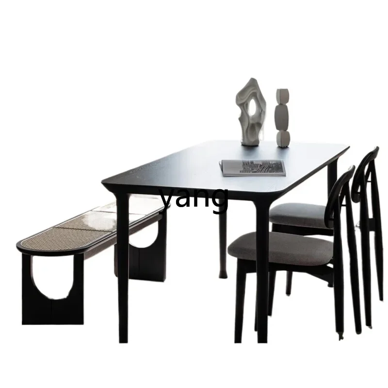 

Lcx household solid wood long dining table rectangular dining table and chair combination