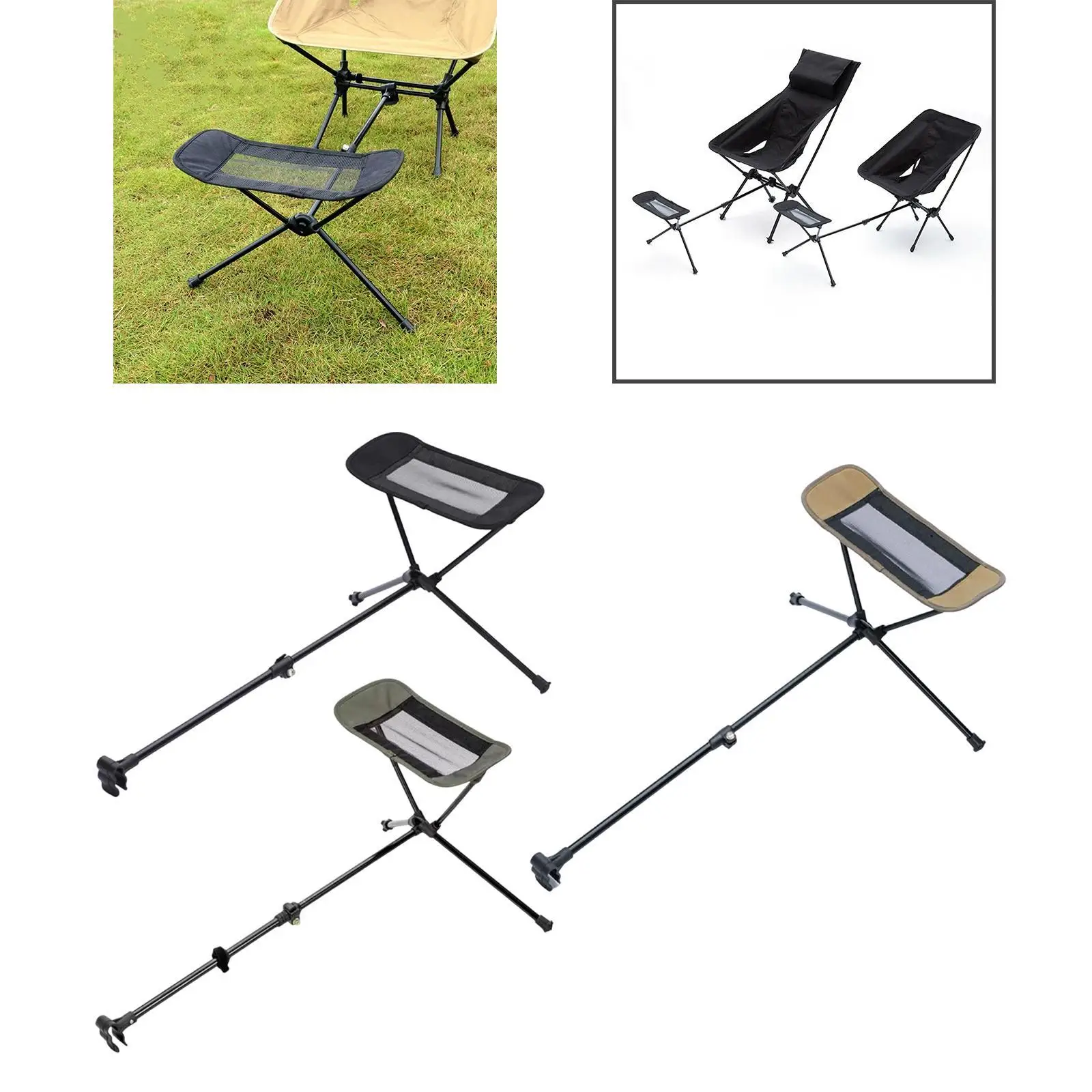 Folding Camping Chair Foot Rest Portable Versatile for Lazy recliner Simple Assembly Aluminum Alloy 17.7-29inch Adjustable