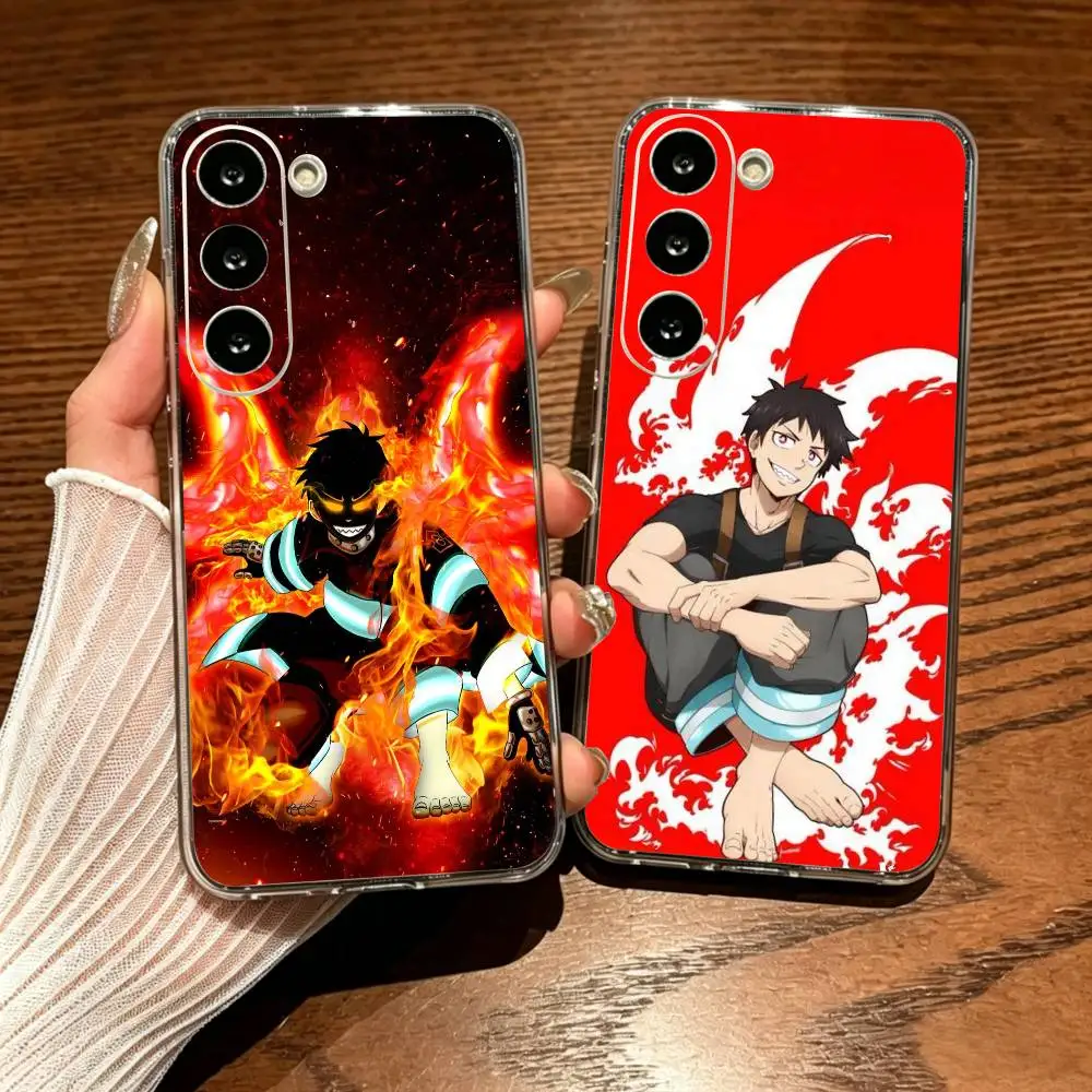 Fire Force Simple Transparent Printed Phone Case For Samsung Galaxy A73/A72/A71/A53/A52/A51/A22/A91/A80