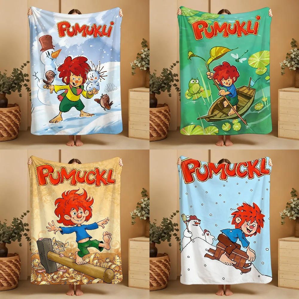Cartoon M-MeisterS E-EderS Und Sein Pumuckl Blanket Throw Super Cosy Plush Living Room Sofa Couch Childish Birthday Gifts