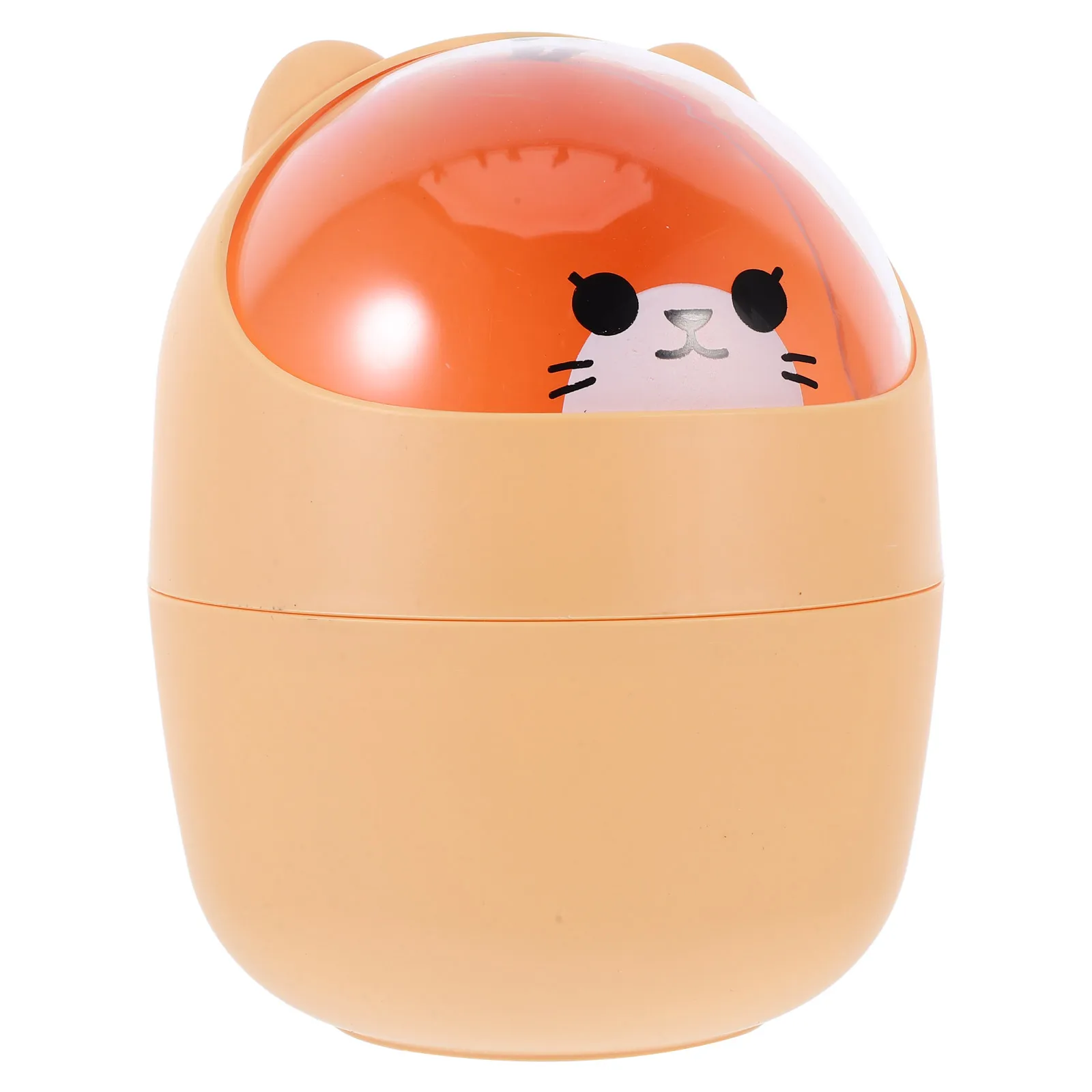 

1 pc Mini Trash Can Small Yellow Cartoon Shake Cover Kitchen Office Desktop Garbage Bin Plastic Waste Container Storage