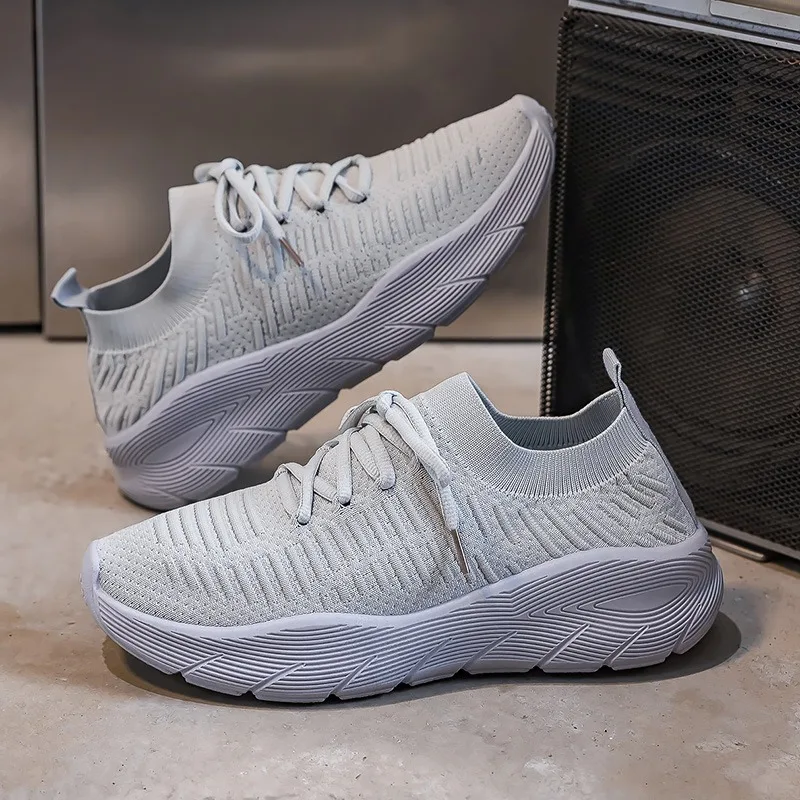 Unisex Breathable Running Shoes Knitted Mesh Slip-On Casual Sneakers Speed Competition Sports Socks Mouth Spring Summer