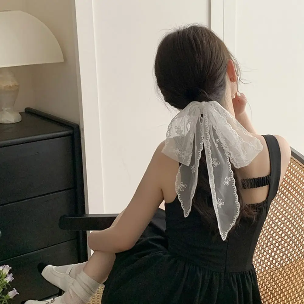 

Pastoral Style Lace Hair Scarf Soft Wrap Adjustable Sweet Bow Headband Turban Accessories Elegant Ribbon Hair Strap Outdoor