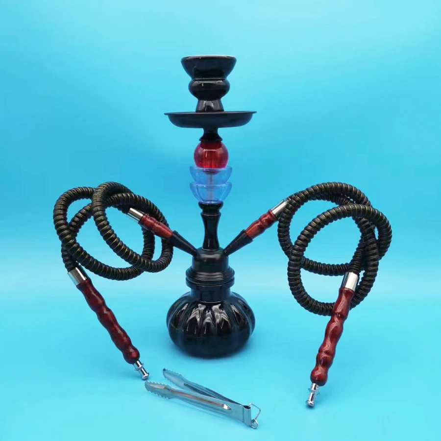 Arabien Shisha Set kleine Doppel rohr Shisha Glasflasche Keramik Schüssel Schlauch Wasserpfeife