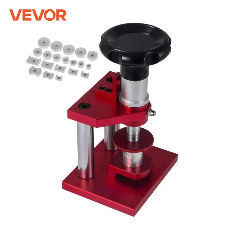 VEVOR 8in Precise Crystal Bezel Watch Back Case Closer/Opener Cover Press Capping Machine with 20 Dies Portable Repair Tool Kits