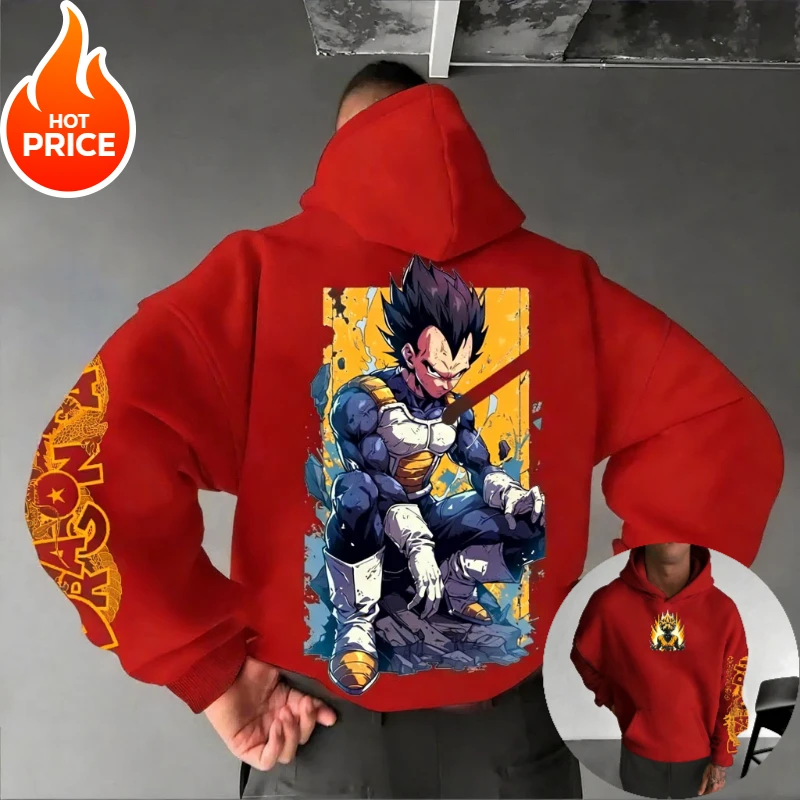 Dragon Ball Super Saiyan Vegeta Harajuku ropa de calle hombres Vintage Sudadera con capucha invierno mujeres Sudadera con capucha de gran tamaño Top de manga larga