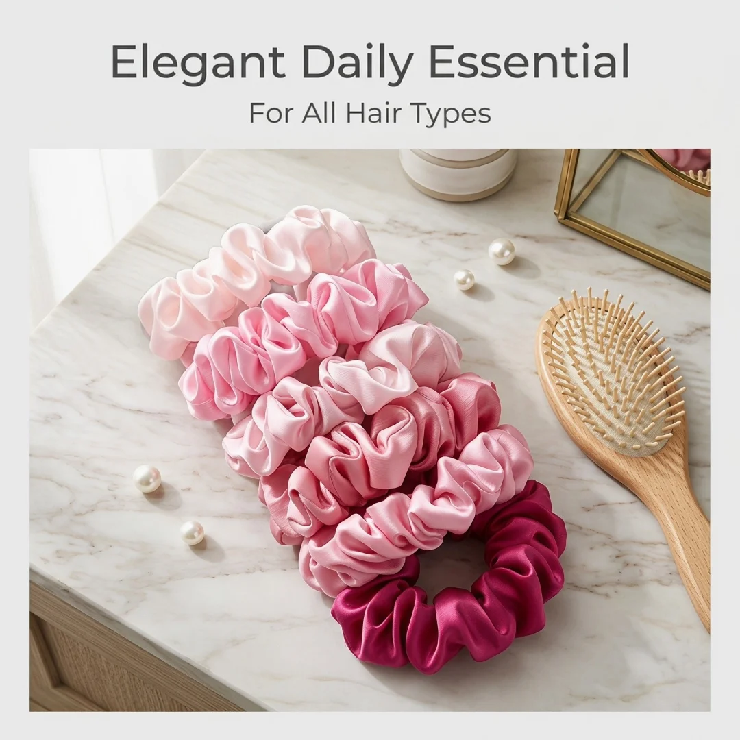 6/12/24 Stück rosa Farbverlauf Satin-Haargummis Set für Frauen, elastische Haarbänder, geeignet für Pferdeschwanz, lässige Accessoires, Kopfbedeckung, niedlich – Detail 3