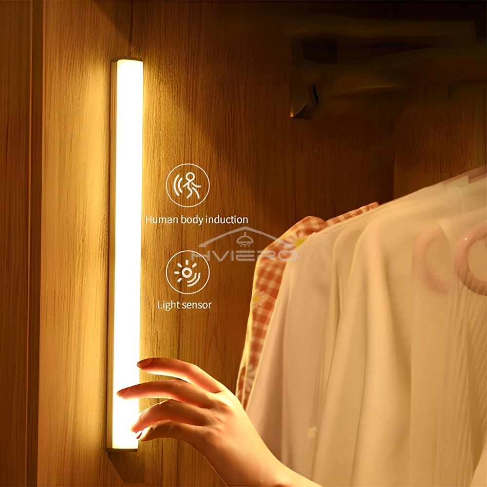 Night Lights Motion Sensor Wireless LED Lamp USB Rechargeable Magnetic For Wardrobe Room Closet Kitchen Aisle Tube Detector Bulb