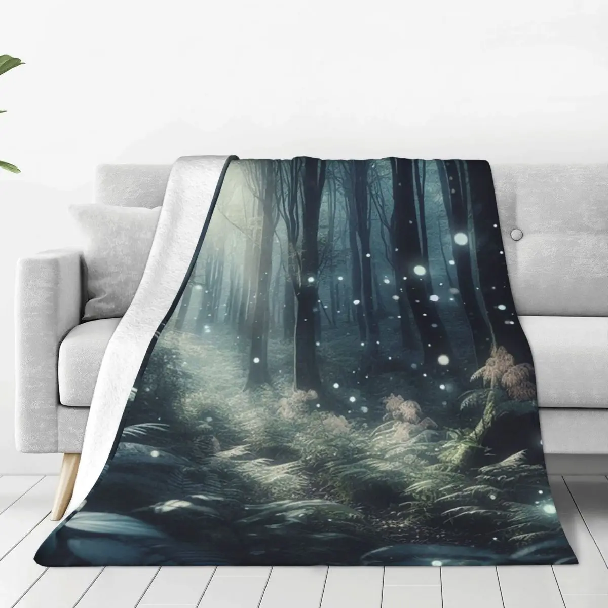 

Forest With Magical Light Orbs Scenery Blanket Fleece Sofa Throw Blankets For Home Bedroom Travel Throws Bedspread Quilt