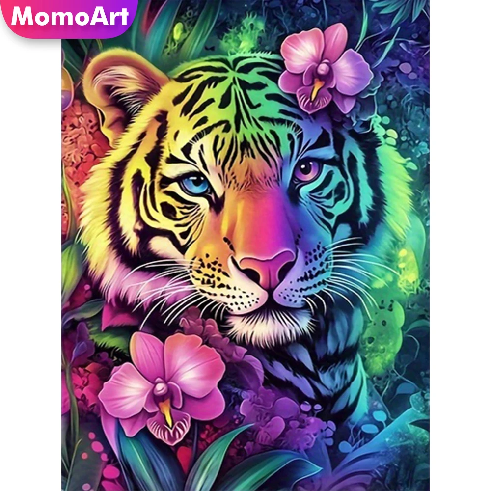 

Momoart Алмазная вышивка Тигр Животное DIY Картина Полный квадратный круглый Алмазная мозаика Цветок Новое поступление Декор для дома