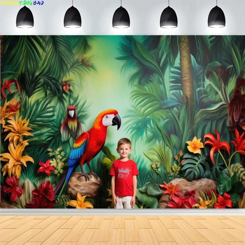 

Baby Shower Happy Birthday Party Photography Backdrops Newborn Kids Air Balloon Princess Tropical Jungle Photo Background BB-19