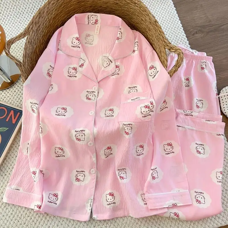 

Новый женский домашний комплект из двух предметов: мягкая пижама с длинными рукавами, кардиган с отложным воротником и брюки, для весны и осени