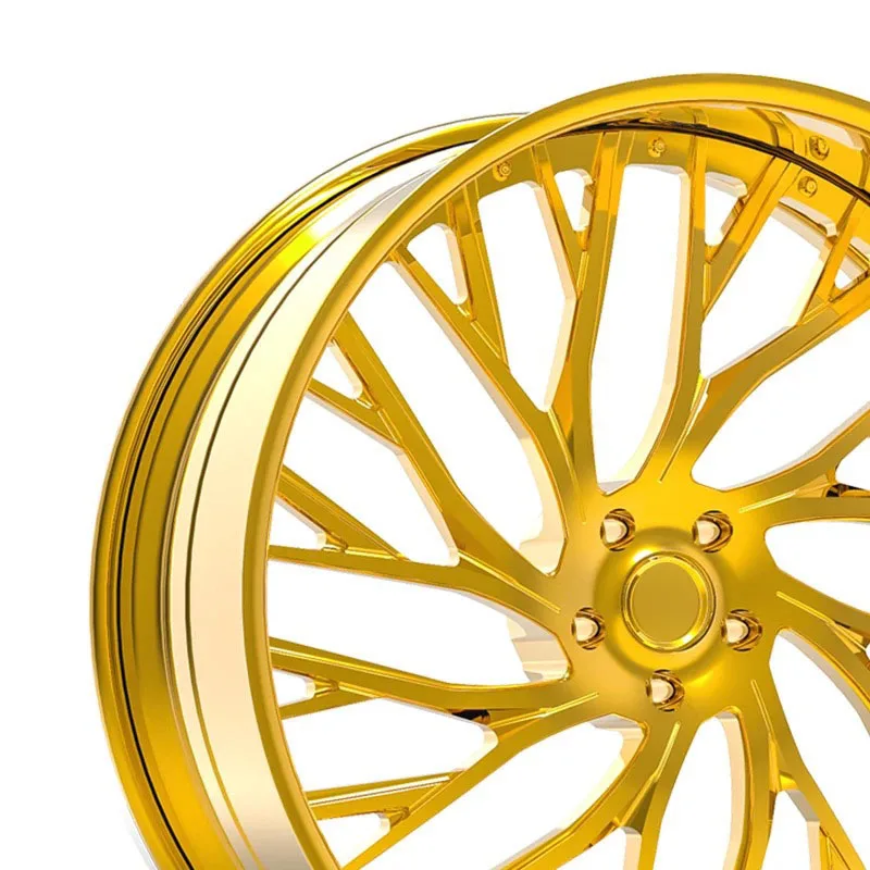 2-piece Deep Lip Dish Forged Wheels 18 19 20 21 22 23 24 26 Inch Custom Design Golden Aluminium Alloy Forged Rims for Jeep