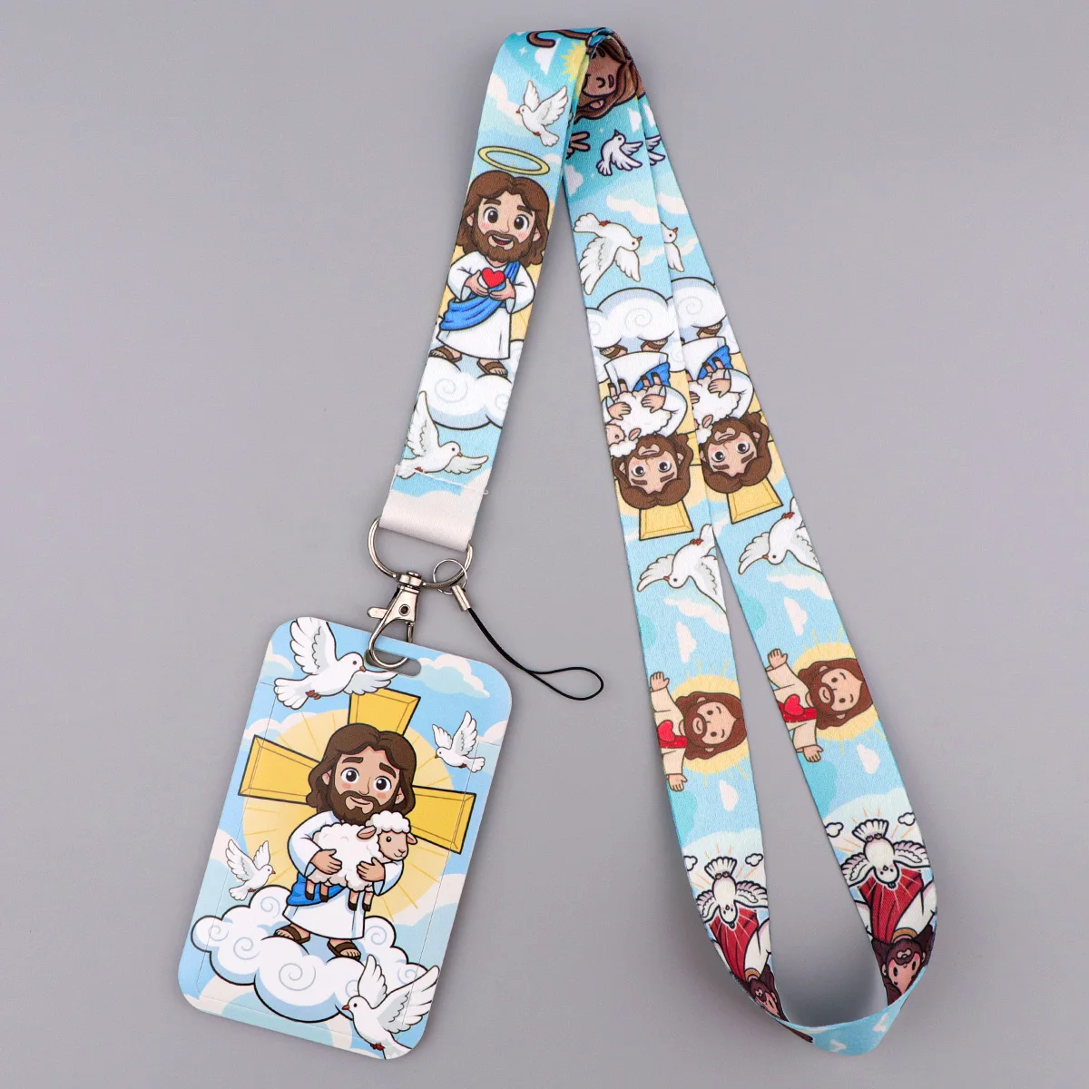 Cartoon Jesus Virgin Mary Lanyard Neck Strap Keychain Card Cover Badge Holder Mobile Phone Hang Rope Keyring Accessories Gift