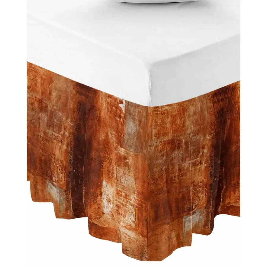 

Оранжевая юбка для кровати размера Queen, высотой 16 дюймов, регулируемая эластичная оборка-юбка для кровати Queen, современный абстрактный геометрический узор O