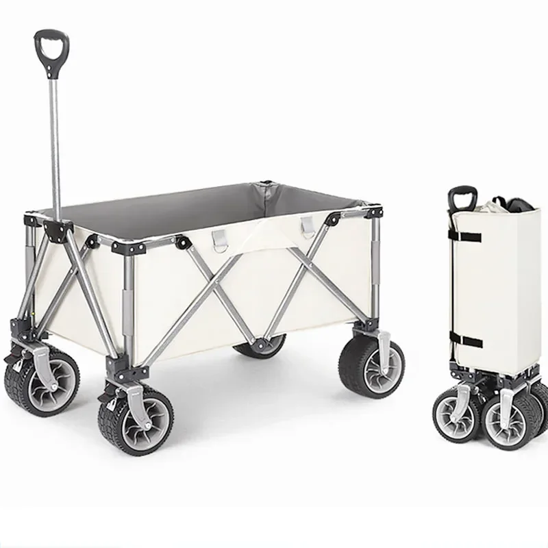 

European-style Outdoor Camping Trolley Folding Small Trailer Camp Trolley Shopping Cart Light and Simple Trolley