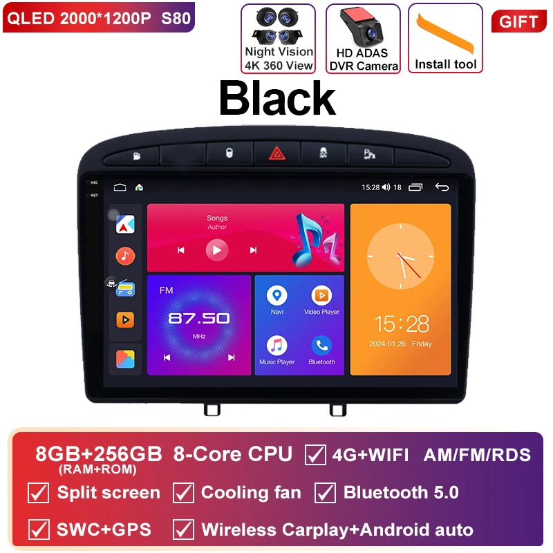 Android 16 autoradio voor Peugeot RCZ 308 SW 2007-2015 408 2012-2020 Multimedia Navigatie GPS Carplay Auto Head Unit 4G WIFI BT
