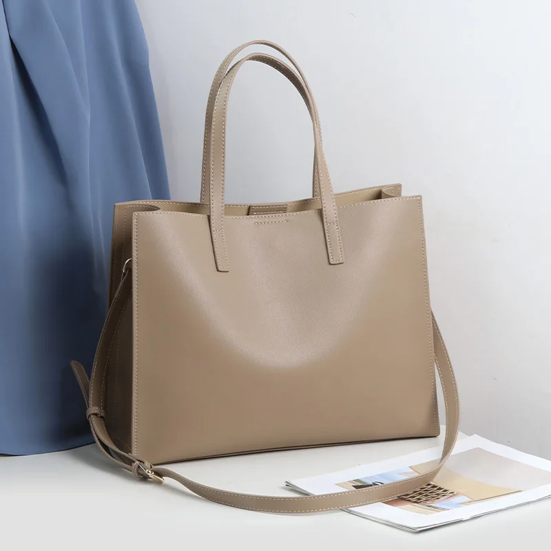 LuxuryLuxury Business Leather Women's Handbags 14 Inch Laptop Bag Lady Briefcase Genuine Leather Commuter Portable Shoulder T