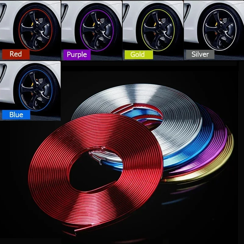 8M Car Stickers Car Vehicle Color Wheel Edge Rims Protectors Decor Strip Tire Guard Line Rubber Moulding Trim Tire Protection 5