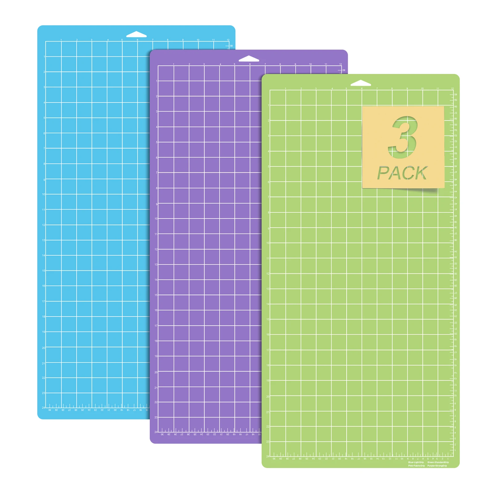 Tapis de découpe pour Cricut, lot de 3 tapis de découpe 12x24 pour Cricut Explore Air 2/Air/One/Maker, tapis de découpe adhésifs variés