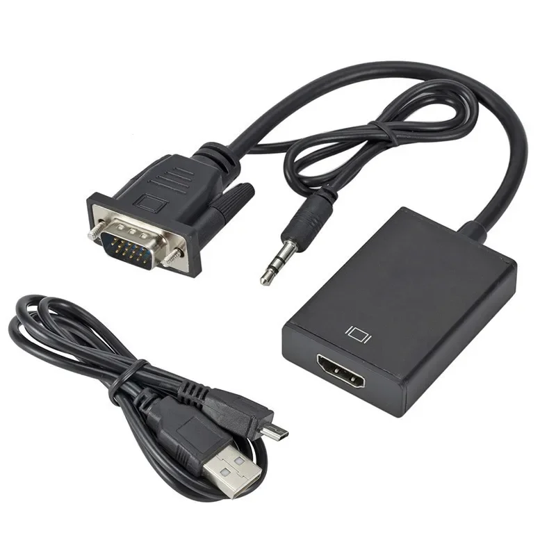 VGA to HDMI-compatible Full HD 1080P Converter Adapter Cable With Audio Output VGA HD Adapter for PC Laptop to HDTV Projector