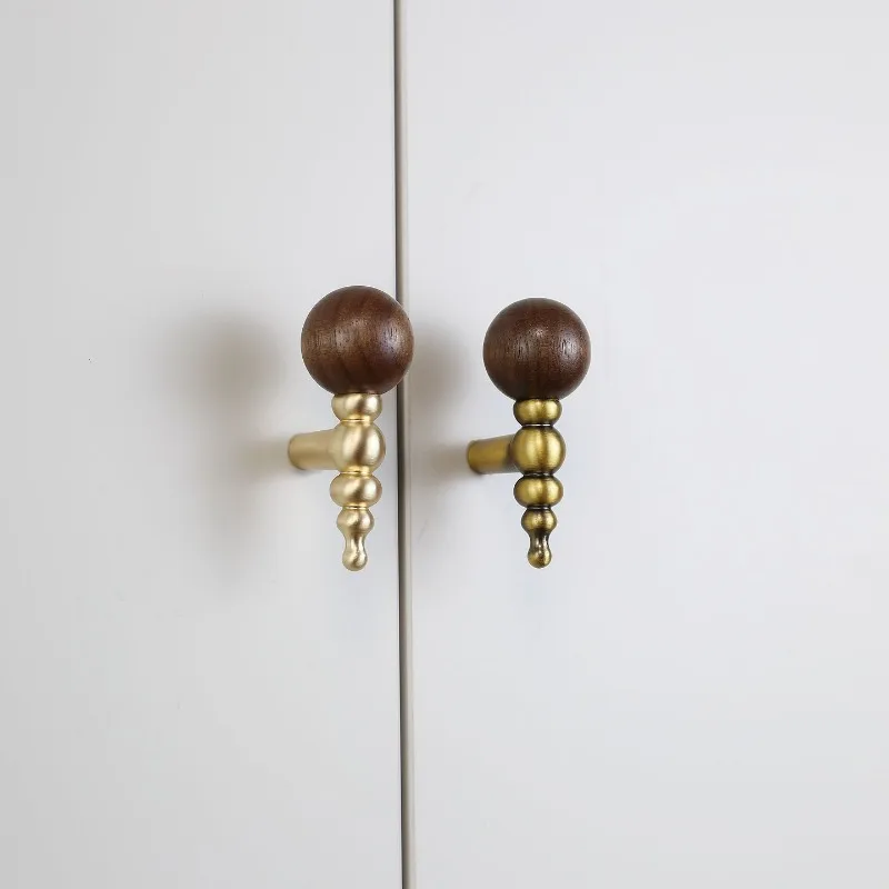 1PC Mid Ancient Style Alloy Handle Cabinet Door Handle Retro Walnut Cabinet Drawer Wardrobe Door Handle Light Luxury Single Hole