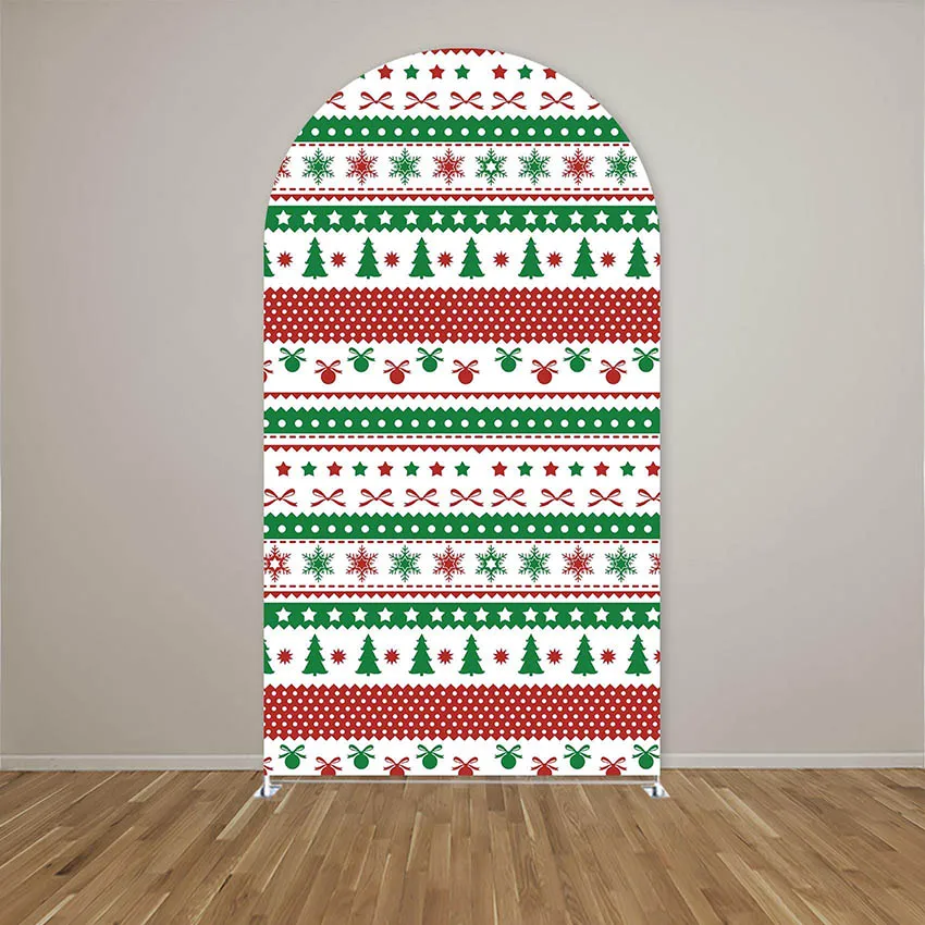 Mehofond Custom 2-Sided Christmas Winter Snowflake Family Fiesta Party Baby Shower Cover Chiara Arch Background Decor Backdrop