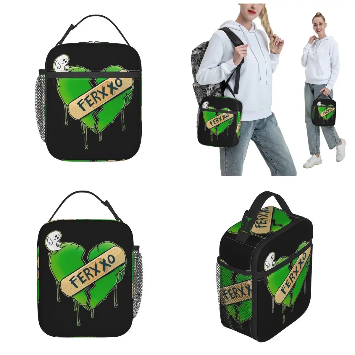 Broken Heart EL FERXXO Feid Singer Music Merch Insulated Lunch Bag For Work Food Box Leakproof Cooler Thermal Lunch Boxes