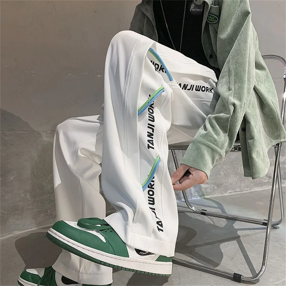 

2025 New Fashion Trends Men's Casual Pants Processing Pants Thin Loose Oversized Elastic Breathable and Ventilated Pants