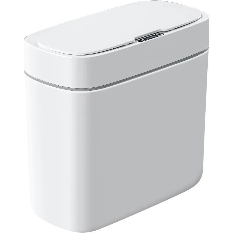 

Bathroom Trash Can,3 Gallon Waterproof Automatic Small Bathroom Garbage Can,Slim Motion Sensor Plastic Narrow Trash Bin,RV White