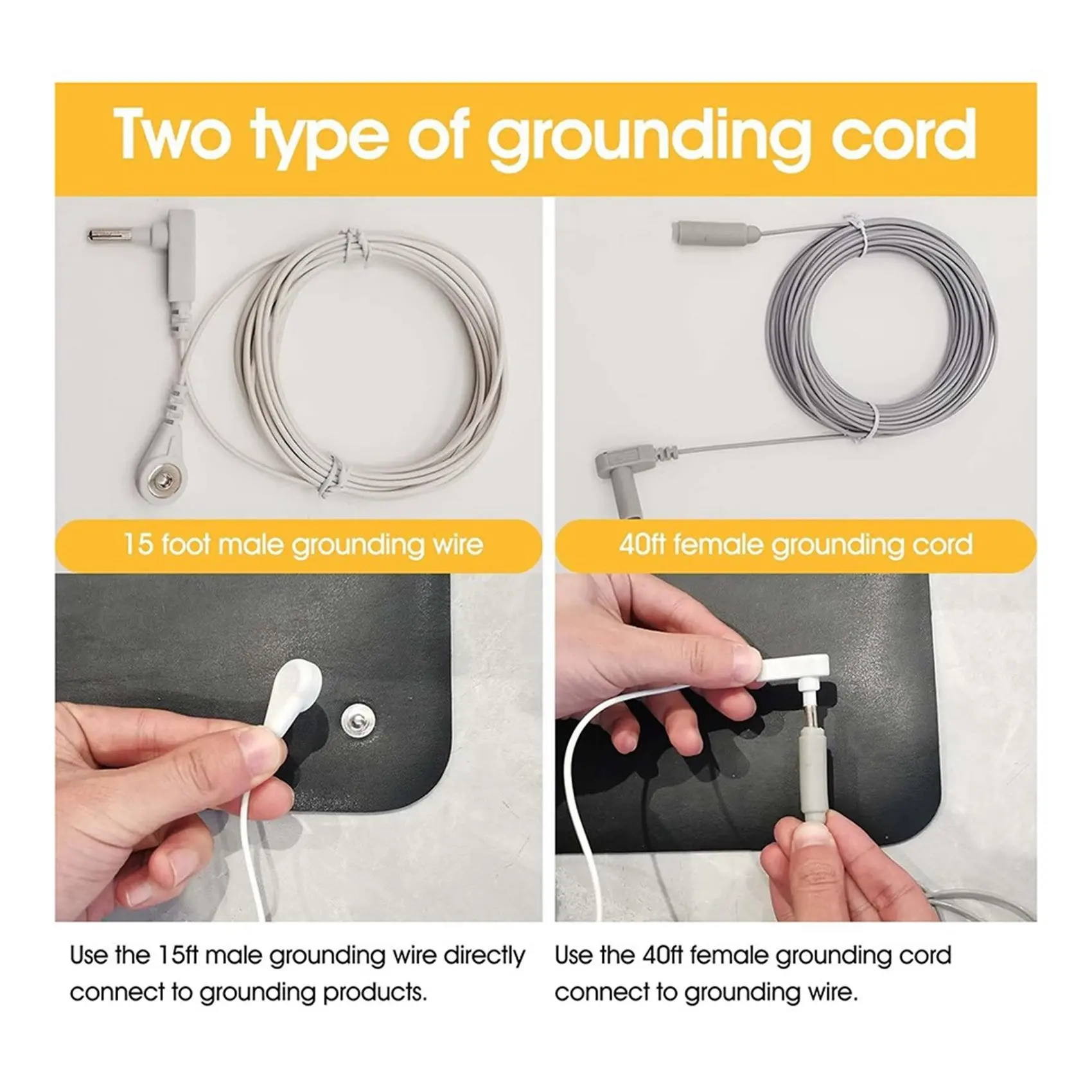 FYBL-Copper Grounding Rod With 40Ft Female Ground Cord, Portable Ground Rod Kit,Great For Grounded Earth Connected Products A