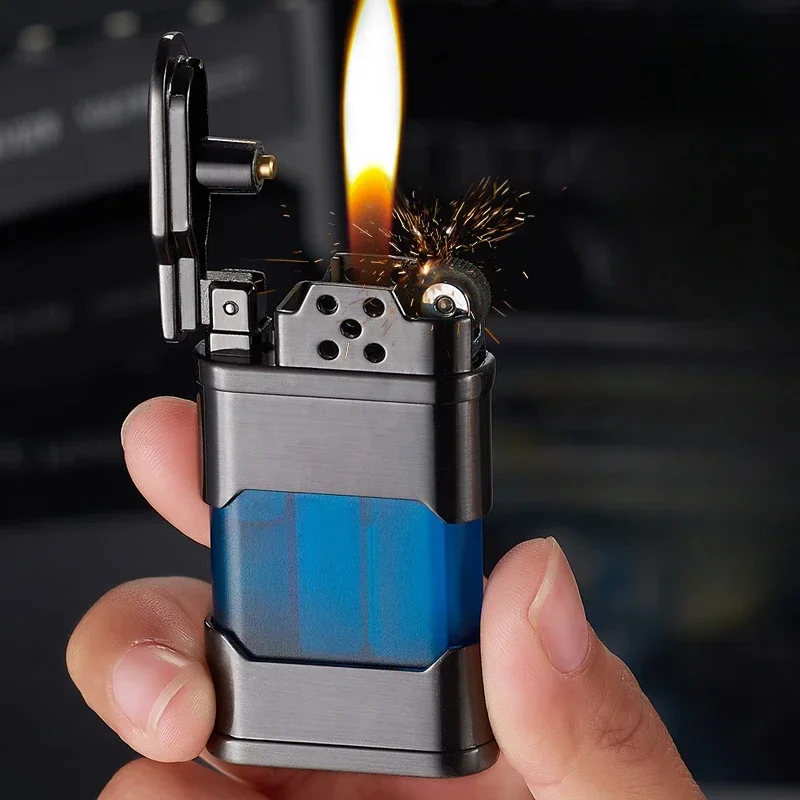 New Visual  Transparent  Window Gas Lighter Creativ e Retro Grinding  Wheel Open  Flame  Lighter Smoking  Exquisite  Gift