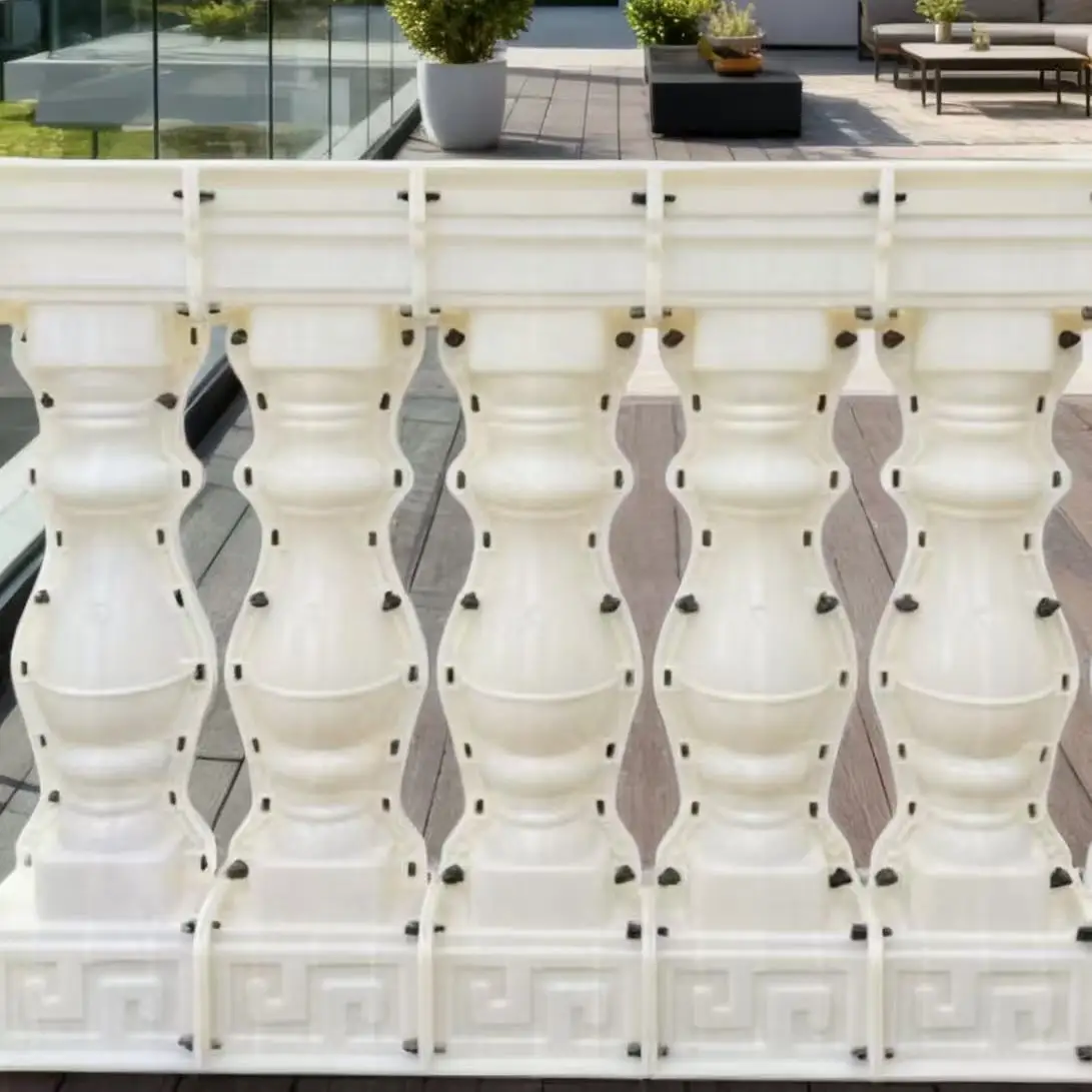 Moldes de barandilla ovalados de 1,0 m de largo (cinco columnas pequeñas en total), moldes de barandilla de columna romana, valla de villa de estilo europeo, modelo de cemento moldeado en el mercado, barandilla de balcón DIY, reutilizable, fácil de operar