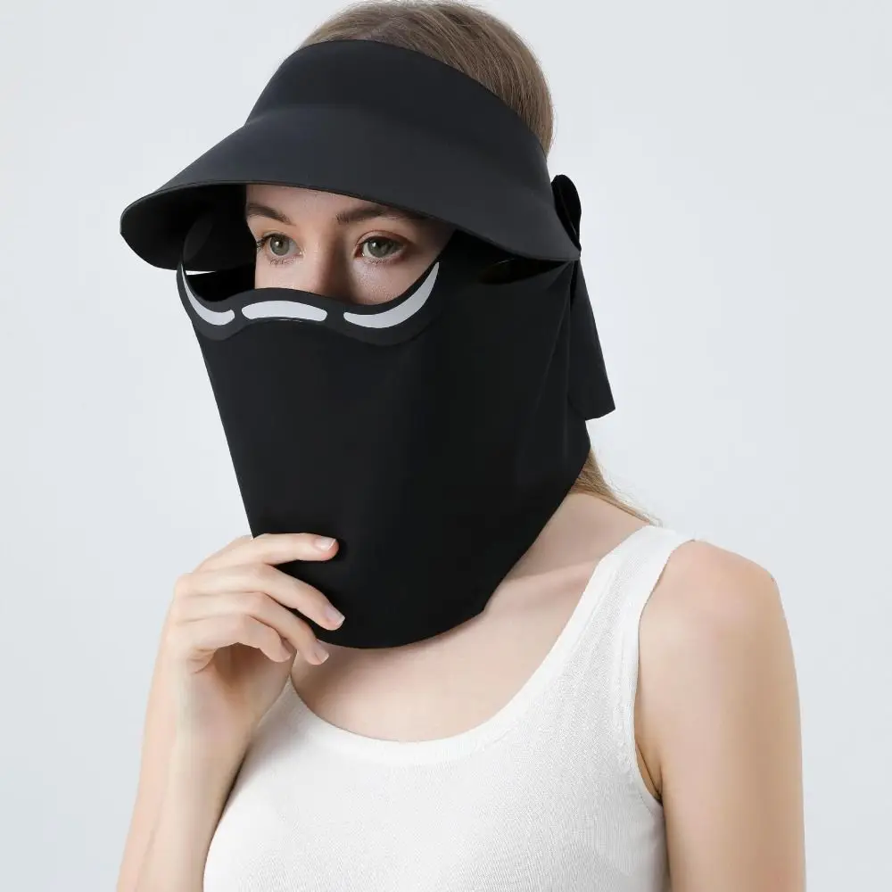 

Hollow Top Large Brim Sun Hat UV Protection Magnetic Ice Silk Face Cover Sun Protection Breathable Holes Outdoor Sun Cap
