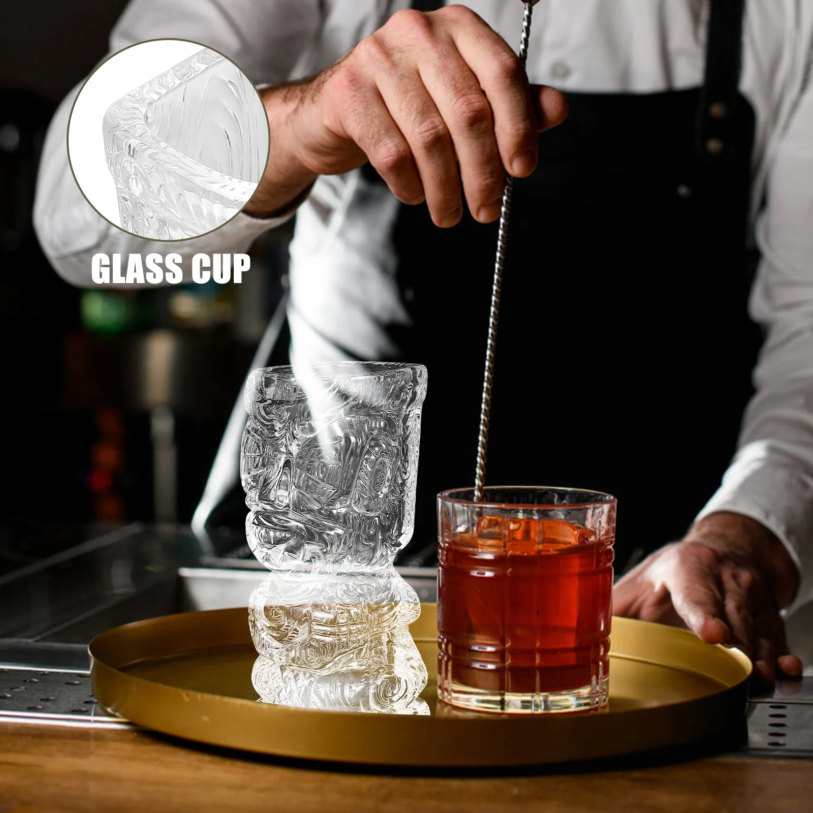 

Tiki Mug Skull Cocktail Cup Ceramic Glass Tiki Drinking Cup Hawaiian Party Barware Novelty 450Ml Cocktail Glasses